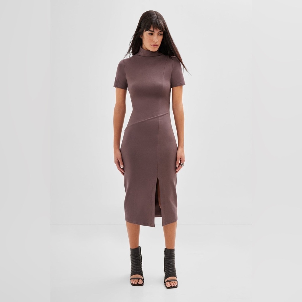 MARCELLA Sonnet Lightweight European French Terry Midi Dress Anthracite Small